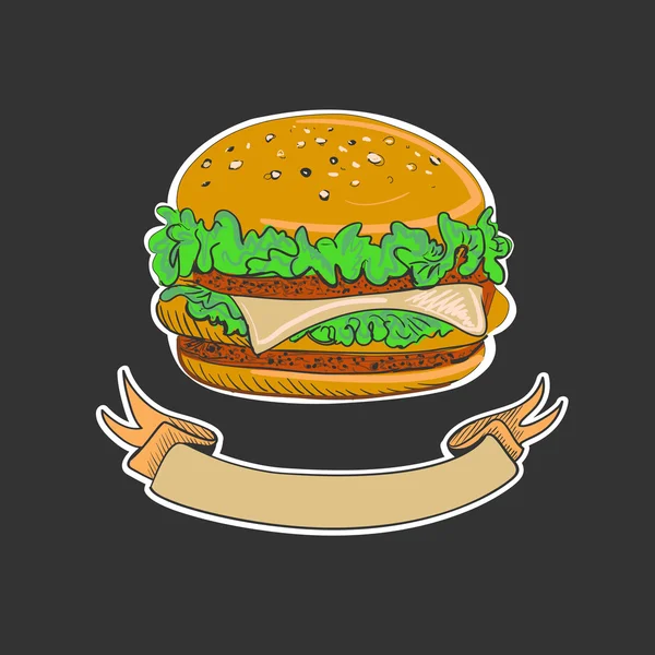 Emblema Retro Burgers — Vettoriale Stock