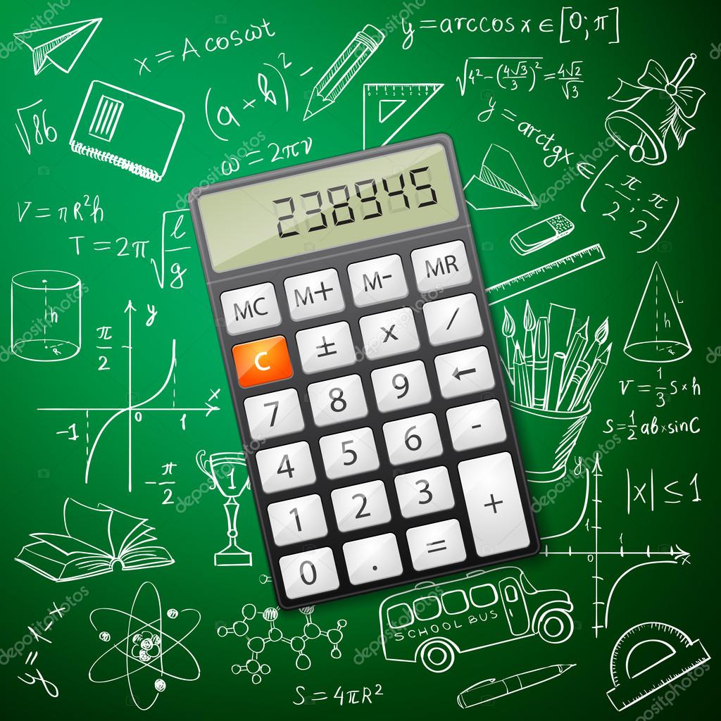 Page De Garde Mathématiques Calculatrice Main de mathématiques dessin avec une calculatrice — Image vectorielle