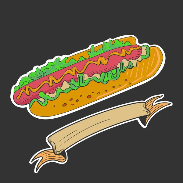 Emblema Hotdog retrò — Vettoriale Stock