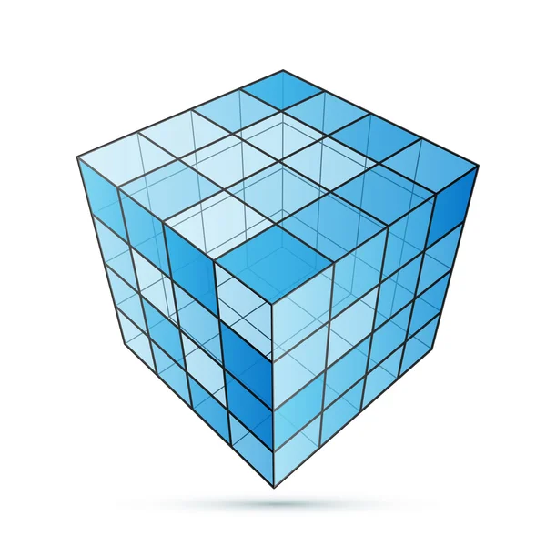 Tres cubo D azul — Archivo Imágenes Vectoriales