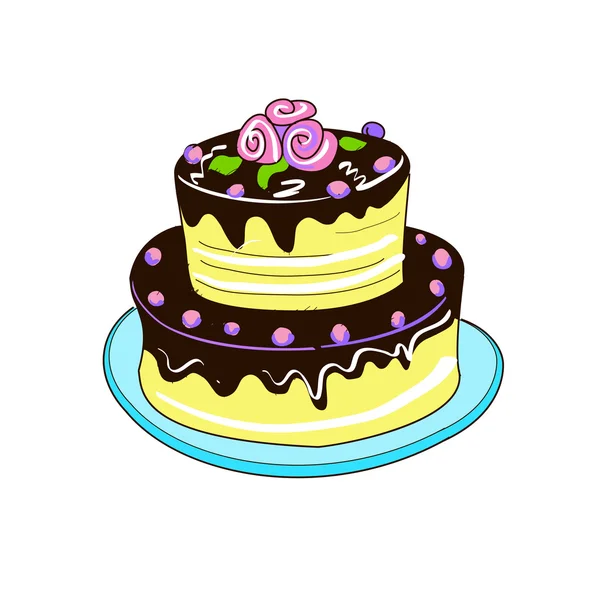 Gekleurde doodle taart — Stockvector