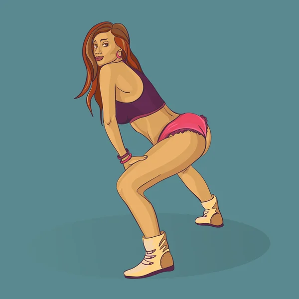 Lány-tánc Twerking doodle — Stock Vector