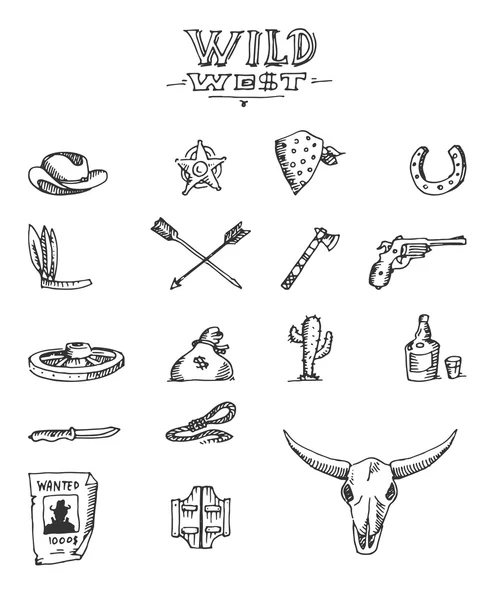 Wild west ontwerp schets — Stockvector