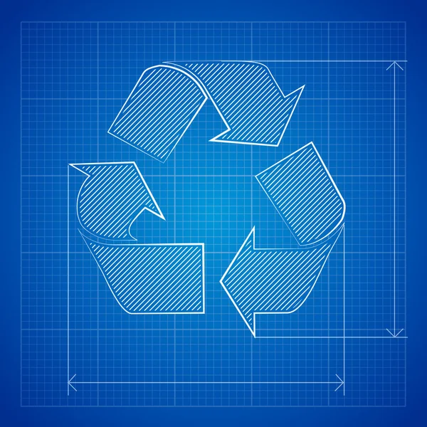 Blaupause Recycling-Symbol — Stockvektor