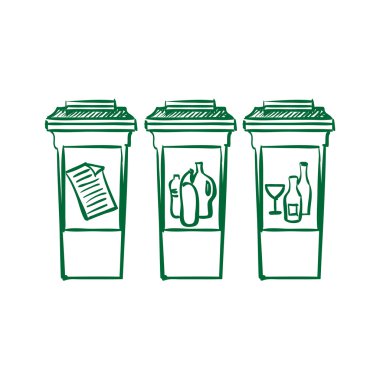 doodle Recycle bins, garbage separation clipart