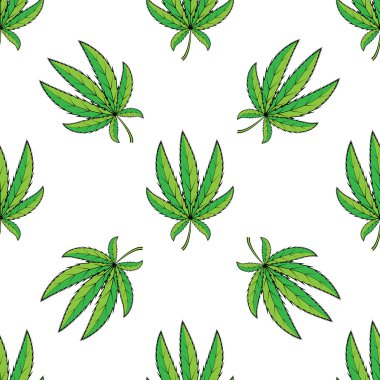 Vektör Dikişsiz retro desen, esrar yeşil yaprak