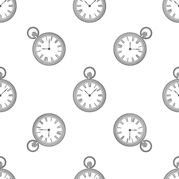 Modèle rétro vectoriel sans couture, horloge — Image vectorielle