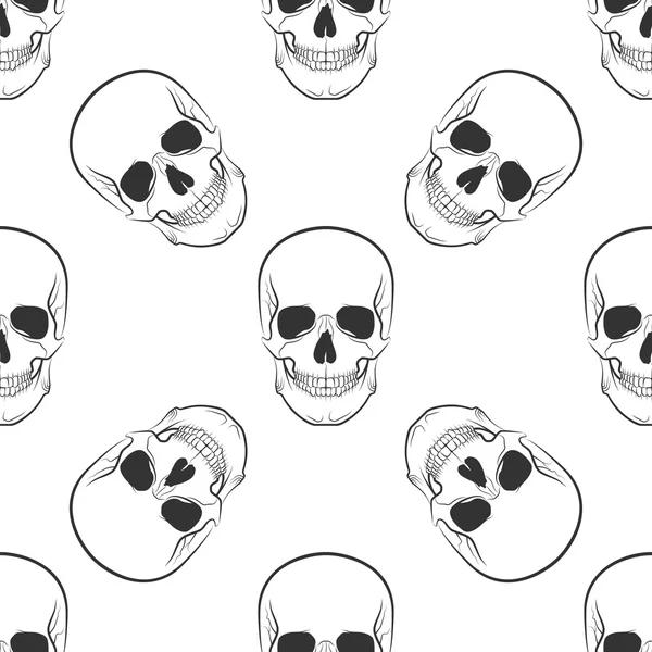 Vector seamless retro pattern, skull — Stock Vector