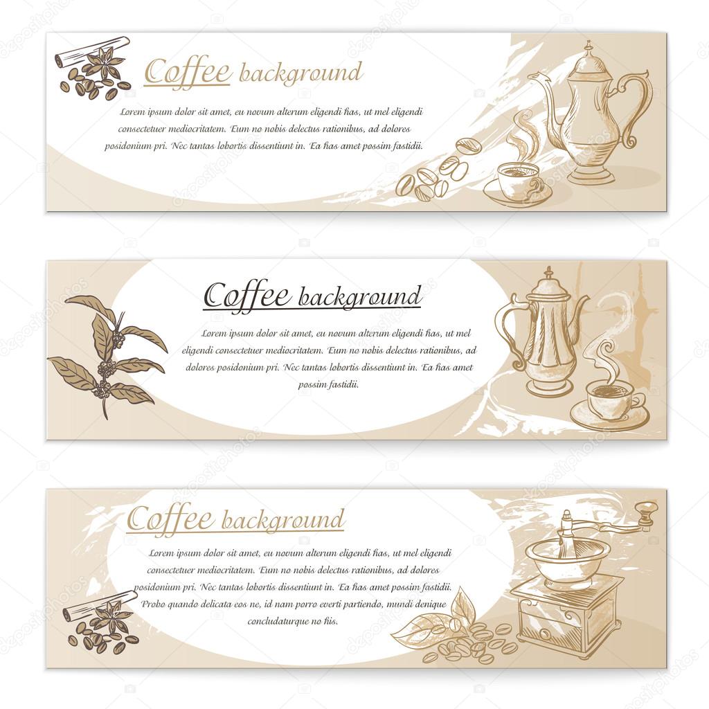 Banner set of vintage coffee backgrounds