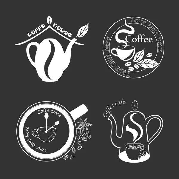 Caffè Retro Vintage Labels Logo, emblemi ed elementi di design — Vettoriale Stock