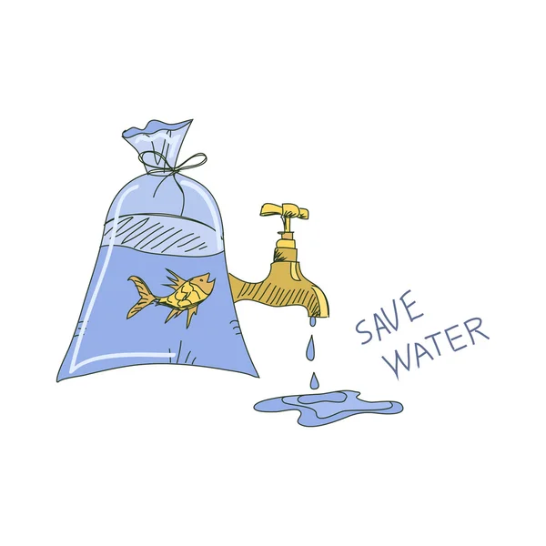 色落書き保存水の概念 — ストックベクタ