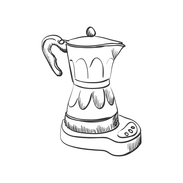 Cafetera doodle — Vector de stock