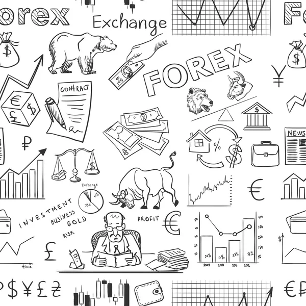 Finanza modello disegno a mano forex — Vettoriale Stock