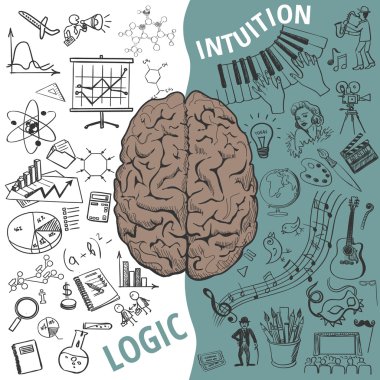 Left and right brain functions,Human concept clipart