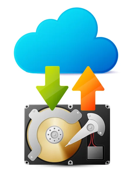 Backup data from HDD in the cloud — Stock Vector