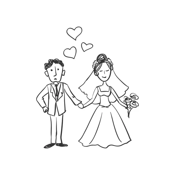 Doodle recién casados — Vector de stock