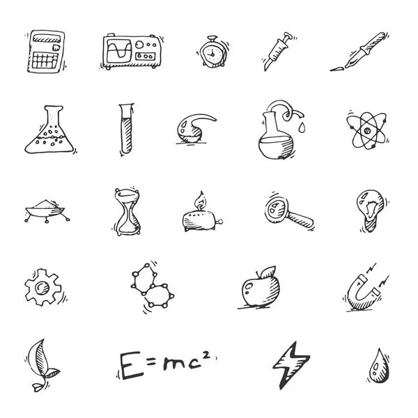 Ensemble d'icônes Doodle Science — Image vectorielle