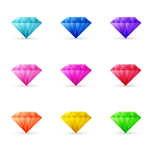 Vektor-Set von farbenfrohen, glänzenden Juwelen — Stockvektor