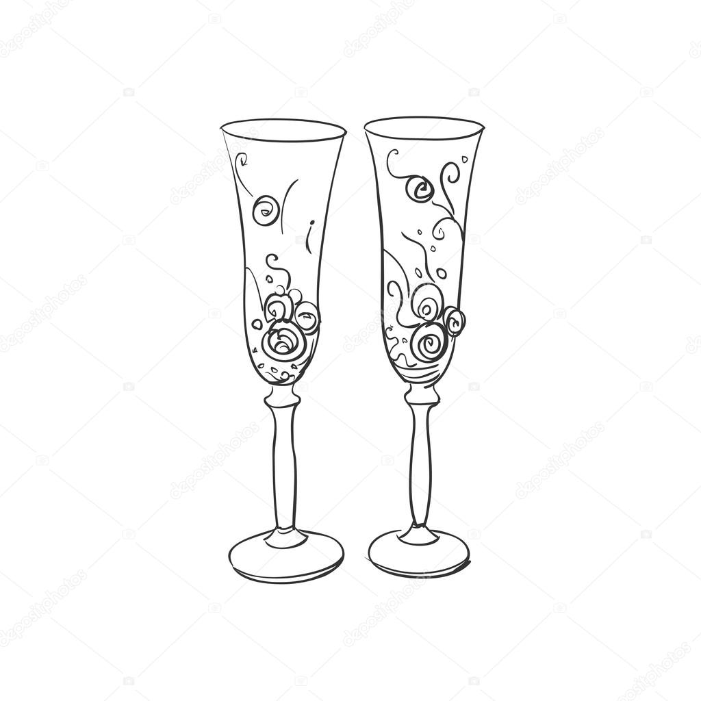 doodle wedding glasses