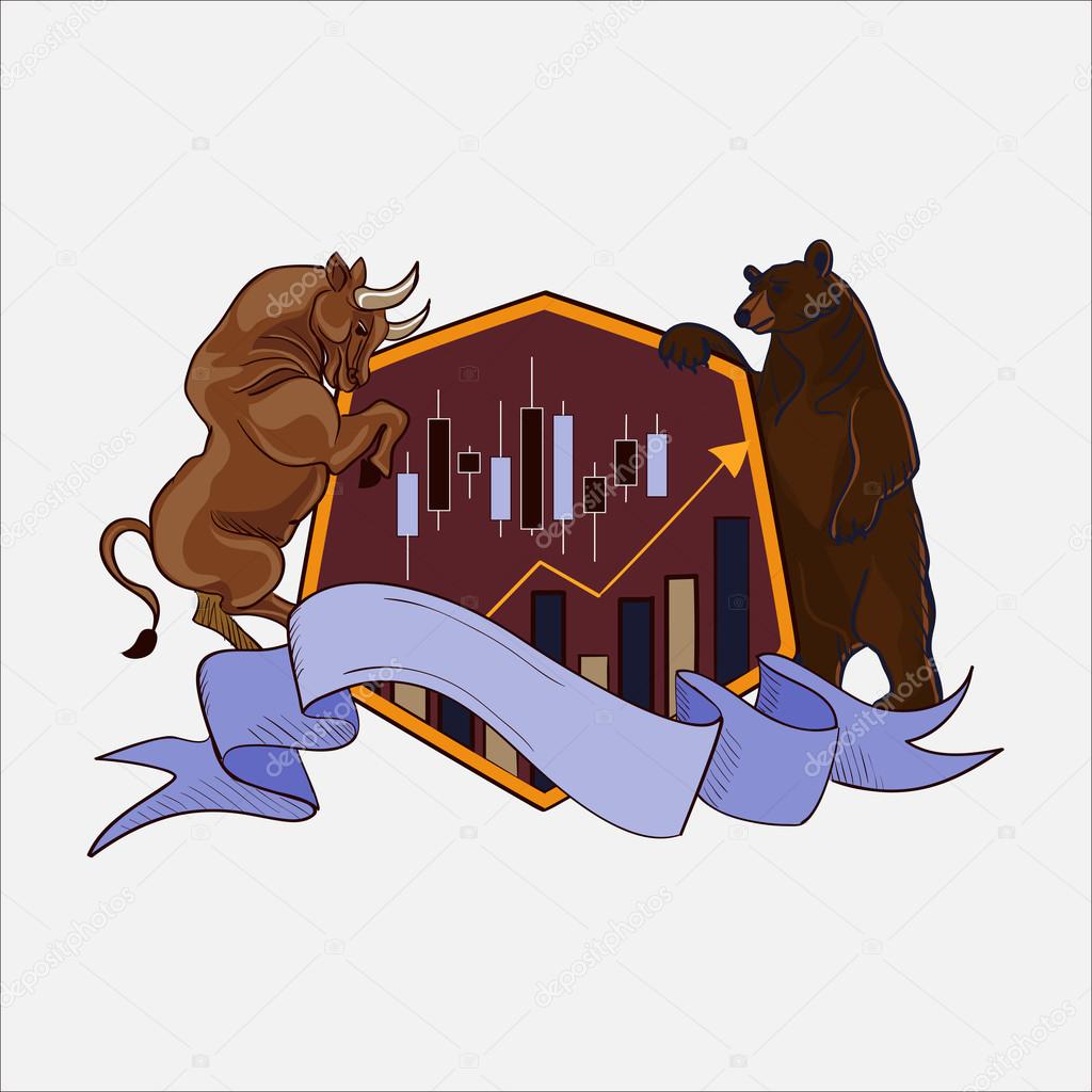 Finance forex Labels Logo with bull and bear, excellent vector illustration, EPS 10