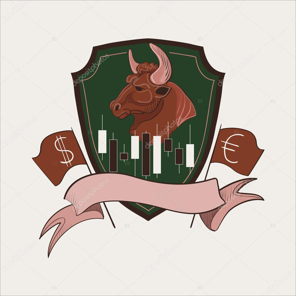Finance forex Labels Logo with bull and bear, excellent vector illustration, EPS 10