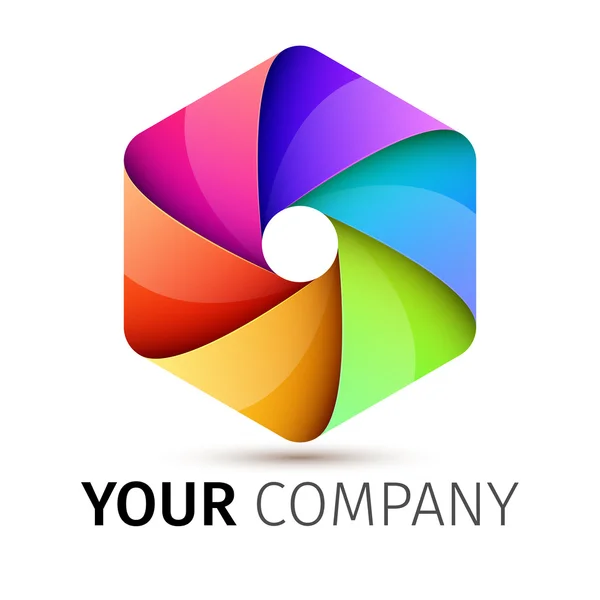 Astratto colorato fotocamera otturatore logo — Vettoriale Stock