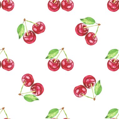 kiraz. Vektör suluboya resim desen