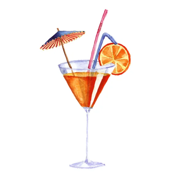 Cocktail. Vektor-Aquarellmalerei auf weißem Hintergrund — Stockvektor