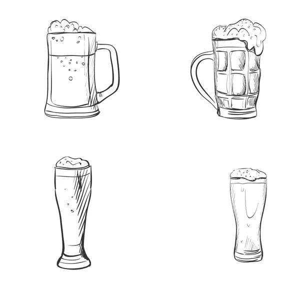 Doodle-Biergläser — Stockvektor