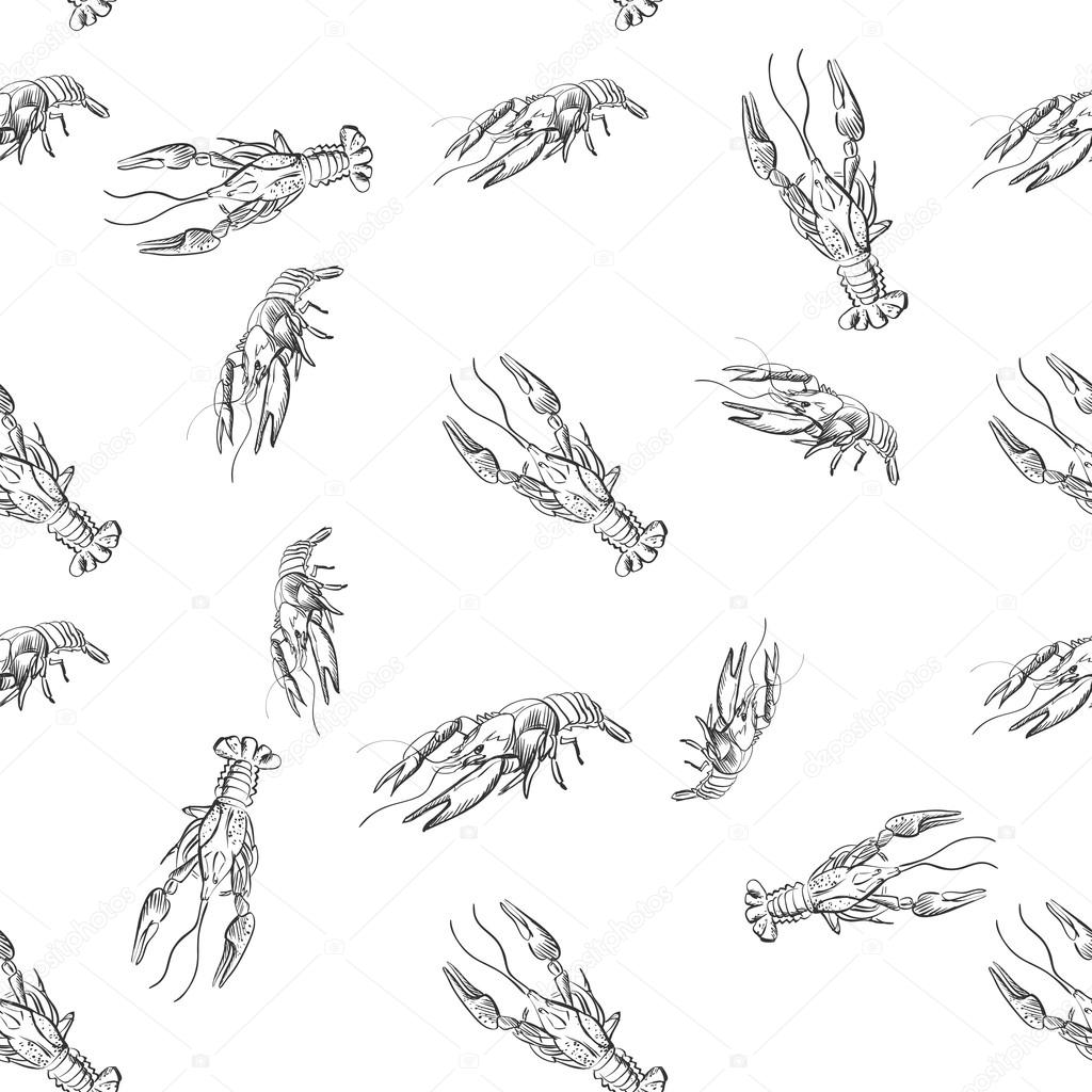 doodle lobster pattern