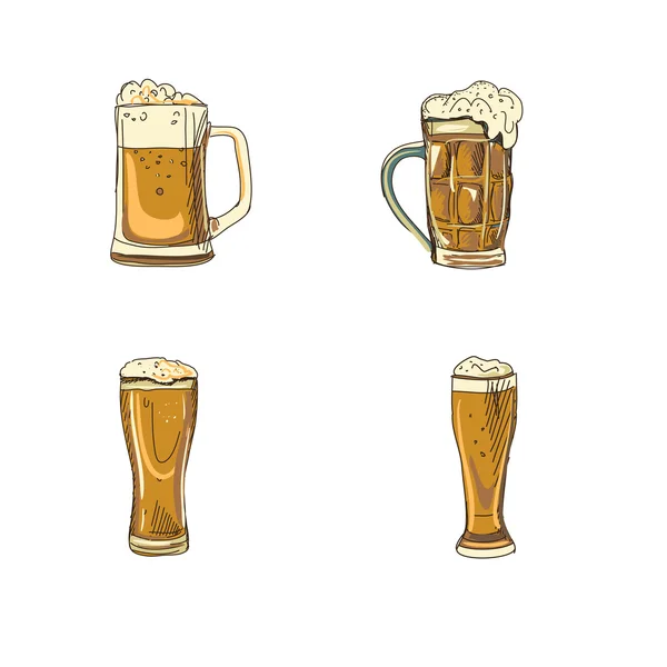 Doodle-Biergläser — Stockvektor