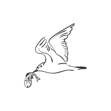 Doodle martı ile balık