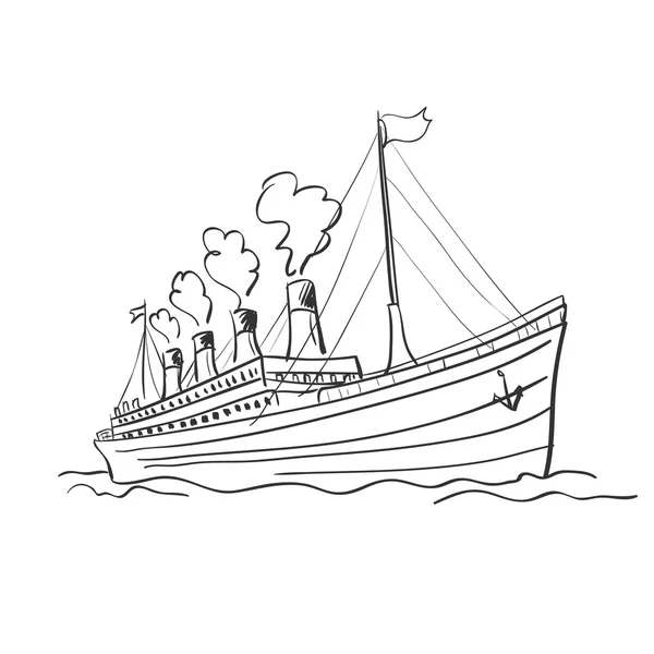 Doodle loď — Stockový vektor