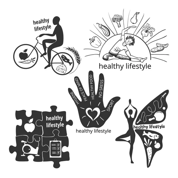 Set of icons healthy lifestyle — Stock Vector