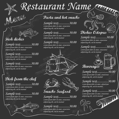 Menü deniz ürünleri restoranları