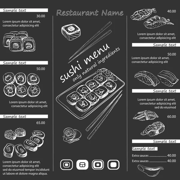 Vektorové ilustrace sushi menu šablony — Stockový vektor