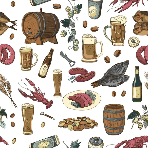 Modèle de dessin à la main de bière colorée — Image vectorielle