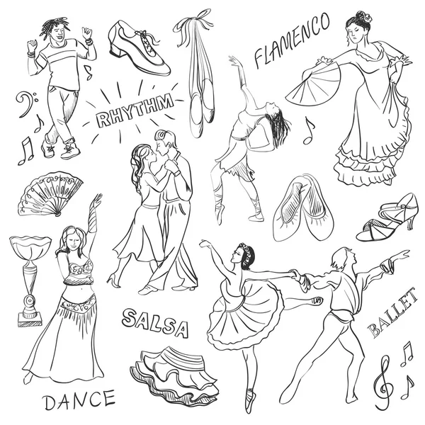 Collection Danse dessinée à la main — Image vectorielle