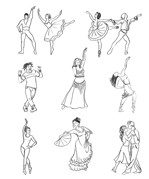 Iconos de danza dibujados a mano — Vector de stock