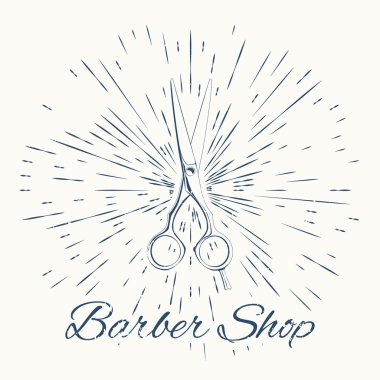 makas ve vintage güneş kare seri çekim. Berber amblemi