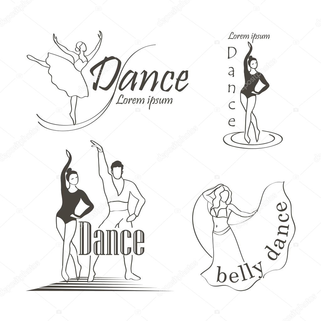 Set of dancing emblems. Vector icons for your design