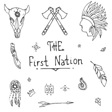 Native american style Sketch Icon Set clipart