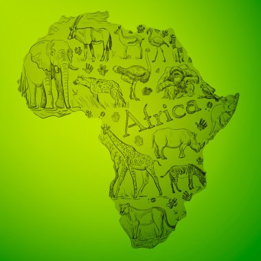 Afrika kıtasının doodle hayvanlarla dolu