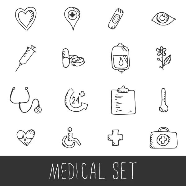 Esboço conjunto de ícone médico — Vetor de Stock