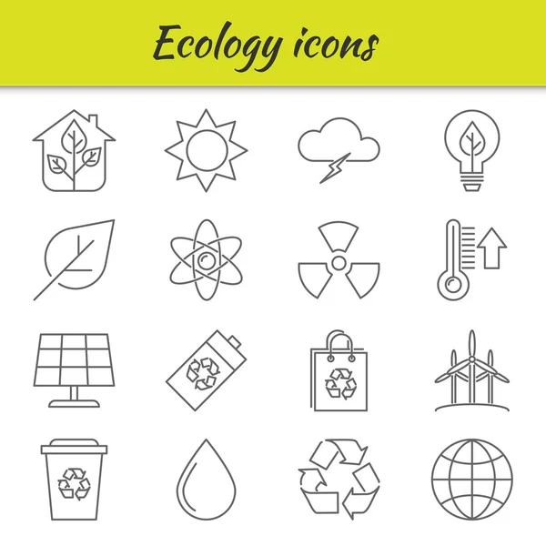 Conjunto de iconos de esquema. Ecología — Vector de stock