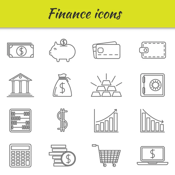 Overzicht iconen set. Financiën pictogram — Stockvector