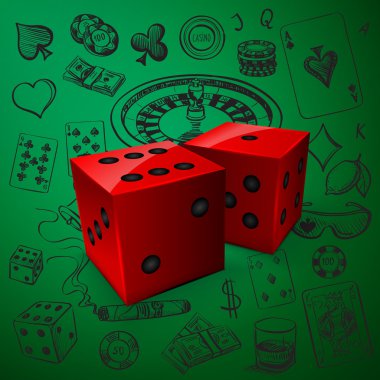 Zar oyunu ile elle çizilmiş Casino Icons set