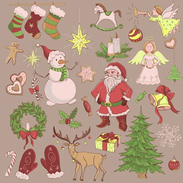 Elle çizilmiş Noel ve yeni yıl koleksiyonu