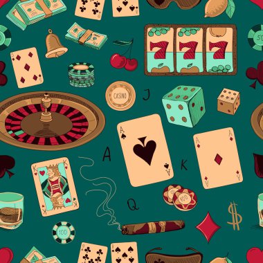 Sorunsuz casino el çizilmiş desen