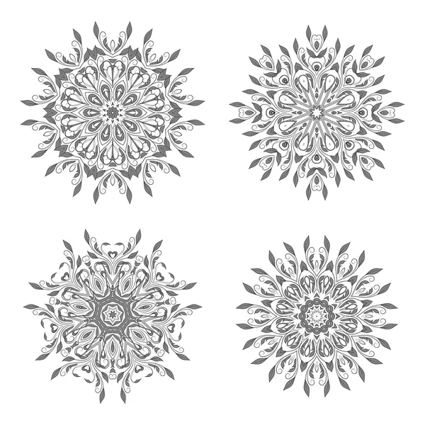 Set of floral circle ornament — Stock Vector